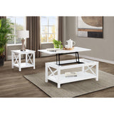  Coaster Furniture Skyview 722087 Square Pine Wood End Table with Shelf - White IMAGE 9