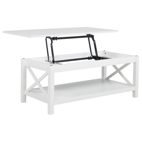  Coaster Furniture Skyview 722088 44-inch Rectangular Lift Top Coffee Table - White IMAGE 2
