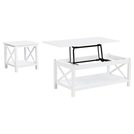  Coaster Furniture Skyview 722088-S2 2-piece Rectangular Lift Top Coffee Table Set - White IMAGE 2