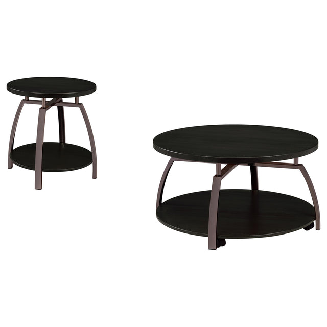  Coaster Furniture Dacre 722208-S2 2-piece Round Coffee and End Table Set - Dark Charcoal IMAGE 1
