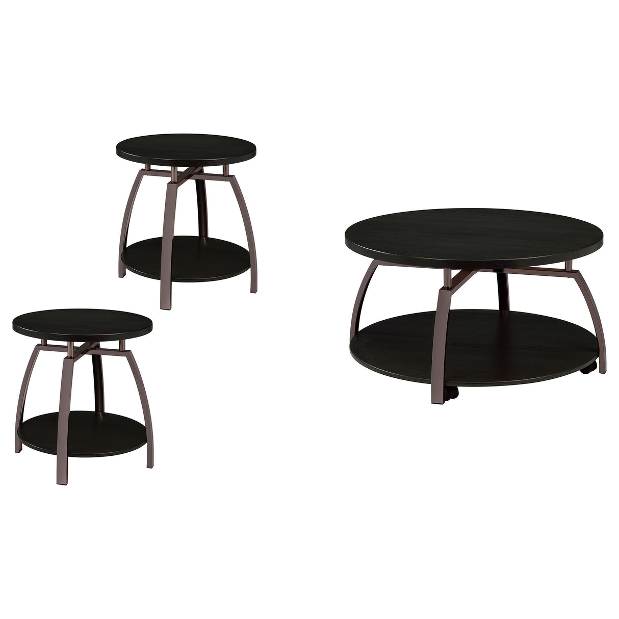  Coaster Furniture Dacre 722208-S3 3-piece Round Coffee and End Table Set - Dark Charcoal IMAGE 1