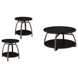  Coaster Furniture Dacre 722208-S3 3-piece Round Coffee and End Table Set - Dark Charcoal IMAGE 1