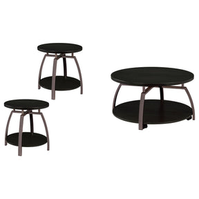  Coaster Furniture Dacre 722208-S3 3-piece Round Coffee and End Table Set - Dark Charcoal IMAGE 1