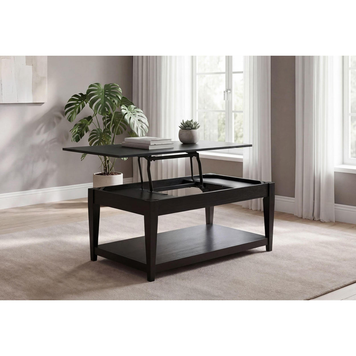  Coaster Furniture Lindenton 722728 Lift-Top Occasional Coffee Table - Black IMAGE 3