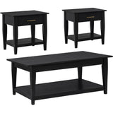 Coaster Furniture Lindenton 722728-S3 3-piece Wood Lift-Top Coffee and End Table Set - Black IMAGE 1