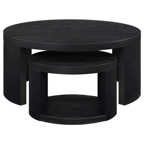  Coaster Furniture Sweeney 722820 2-piece Round Wood Occasional Nesting Table Set - Black IMAGE 8