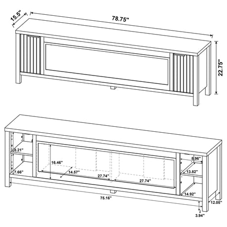  Coaster Furniture Carey 722823 79-inch TV Stand Fireplace Media Console - Dark Pine IMAGE 14