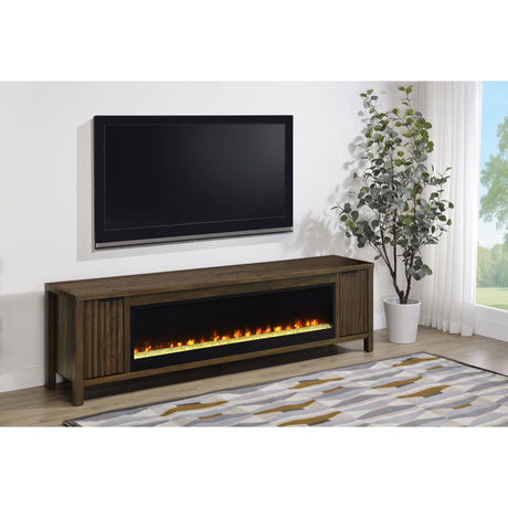  Coaster Furniture Carey 722823 79-inch TV Stand Fireplace Media Console - Dark Pine IMAGE 2