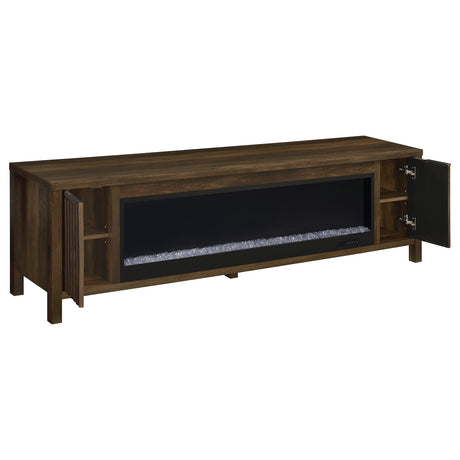  Coaster Furniture Carey 722823 79-inch TV Stand Fireplace Media Console - Dark Pine IMAGE 3