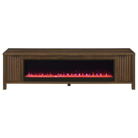  Coaster Furniture Carey 722823 79-inch TV Stand Fireplace Media Console - Dark Pine IMAGE 4