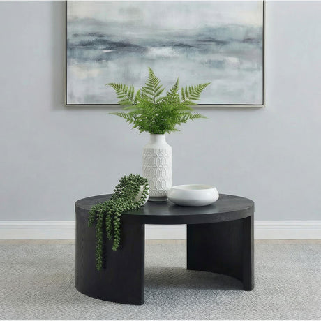  Coaster Furniture Sweeney 722828 39-inch Round Wood Occasional Coffee Table - Black IMAGE 2