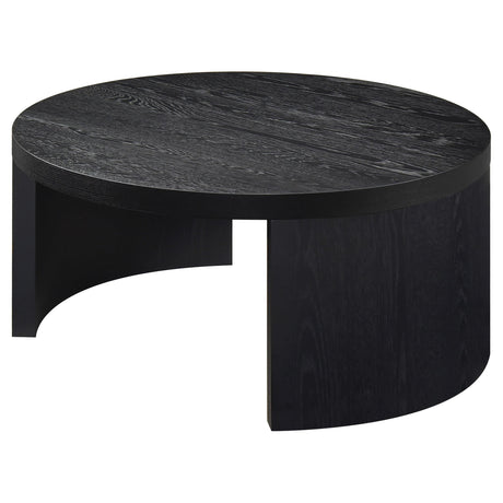  Coaster Furniture Sweeney 722828 39-inch Round Wood Occasional Coffee Table - Black IMAGE 3