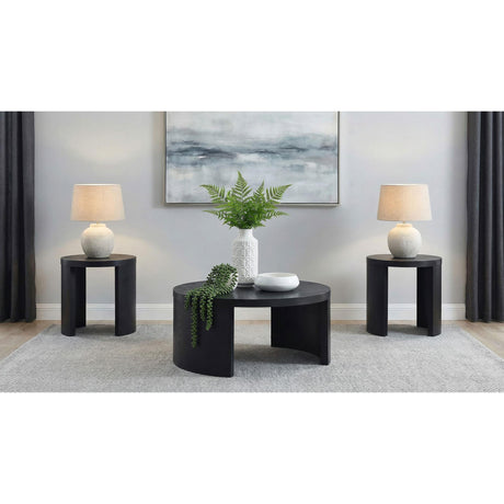  Coaster Furniture Sweeney 722828-S3 3-piece Coffee and End Occasional Table Set - Black IMAGE 2