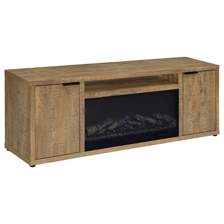 Coaster Furniture Fuller 722852 60-inch 2-door TV Stand Fireplace Media Console - Mango IMAGE 3