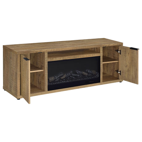  Coaster Furniture Fuller 722852 60-inch 2-door TV Stand Fireplace Media Console - Mango IMAGE 5