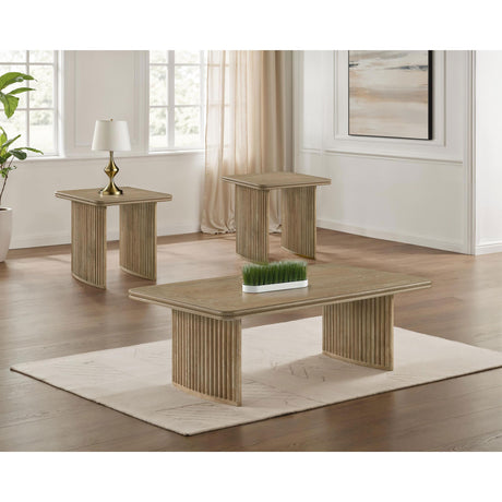  Coaster Furniture Adina 722858-S3 3-piece Wood Coffee Table Set - Distressed Light Brown IMAGE 2