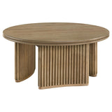  Coaster Furniture Adina 722938 36-inch Round Wood Coffee Table - Distressed Light Brown IMAGE 2