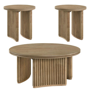  Coaster Furniture Adina 722938-S3 3-piece Round Coffee Table Set - Distressed Light Brown IMAGE 1