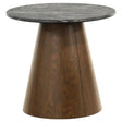  Coaster Furniture Franklin 722977 Round Wood Pedestal End Table - Grey/Dark Brown IMAGE 1