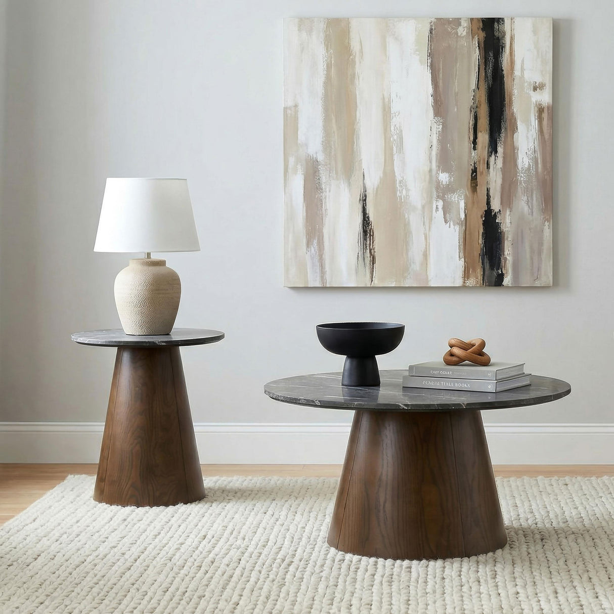  Coaster Furniture Franklin 722978 36-inch Round Pedestal Coffee Table - Grey/Dark Brown IMAGE 6