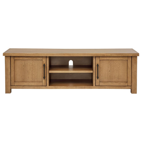  Coaster Furniture Beasley 723323 2-Door 71-Inch Wood TV Stand Media Console - Golden Oak IMAGE 10