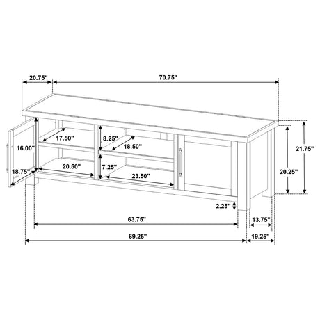  Coaster Furniture Beasley 723323 2-Door 71-Inch Wood TV Stand Media Console - Golden Oak IMAGE 14