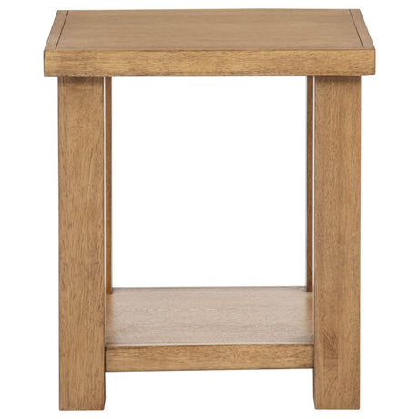  Coaster Furniture Beasley 723327 Square Wood Side Table With Shelf - Golden Oak IMAGE 2