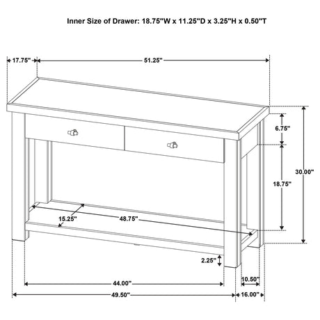  Coaster Furniture Beasley 723329 2-Drawer Wood Console Table - Golden Oak IMAGE 9