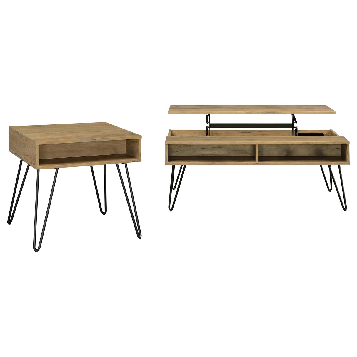  Coaster Furniture Fanning 723368-S2 2-piece Lift Top Coffee and End Table Set - Golden Oak IMAGE 6