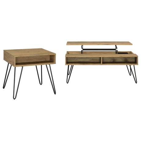  Coaster Furniture Fanning 723368-S2 2-piece Lift Top Coffee and End Table Set - Golden Oak IMAGE 6