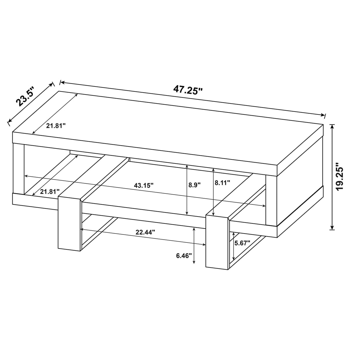  Coaster Furniture Dinard 723678 Engineered Wood Coffee Table - Mango IMAGE 8