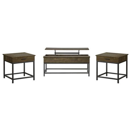  Coaster Furniture Byers 723778-S3 3-piece Lift Top Coffee and End Table Set - Brown Oak IMAGE 1