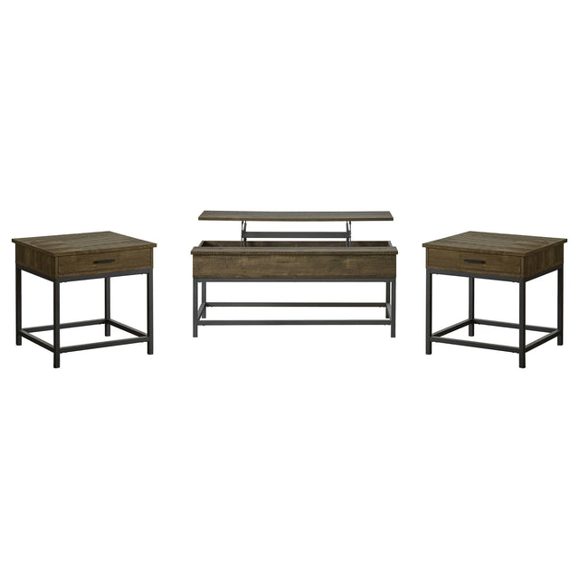  Coaster Furniture Byers 723778-S3 3-piece Lift Top Coffee and End Table Set - Brown Oak IMAGE 1