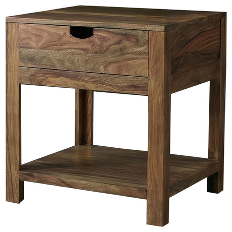  Coaster Furniture Esther 723887 1-drawer Solid Wood End Table - Natural Sheesham IMAGE 1