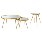  Coaster Furniture Kaelyn 723918-S2 3-piece Round Coffee and End Table Set - Gold IMAGE 1