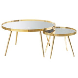  Coaster Furniture Kaelyn 723918-S2 3-piece Round Coffee and End Table Set - Gold IMAGE 4