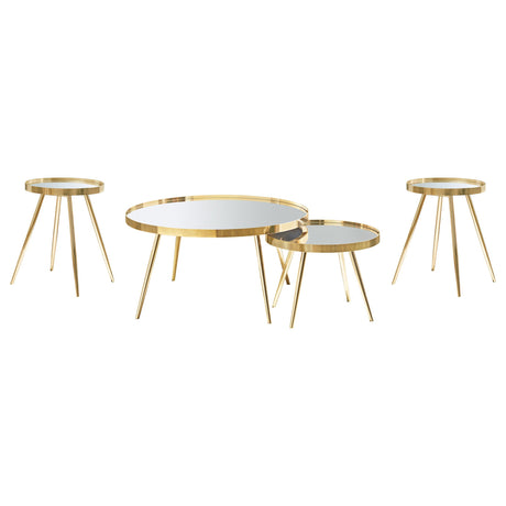  Coaster Furniture Kaelyn 723918-S3 4-piece Round Coffee and End Table Set - Gold IMAGE 1