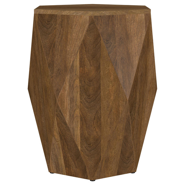  Coaster Furniture Zalika 724187 Hexagonal Solid Mango Wood End Table - Natural IMAGE 1