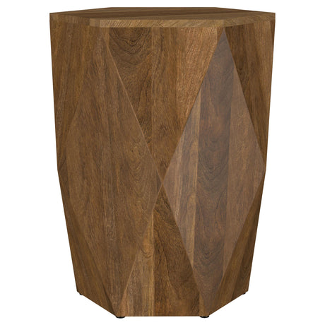  Coaster Furniture Zalika 724187 Hexagonal Solid Mango Wood End Table - Natural IMAGE 2