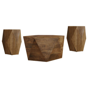 Coaster Furniture Zalika 724188-S3 3-piece Solid Wood Coffee and End Table Set - Natural IMAGE 1