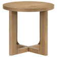  Coaster Furniture Kessler 735987 Round Sculptural Wood End Table - Light Oak IMAGE 1