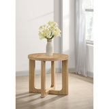  Coaster Furniture Kessler 735987 Round Sculptural Wood End Table - Light Oak IMAGE 4