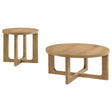  Coaster Furniture Kessler 735988-S2 2-piece Round Sculptural Wood Coffee Table Set - Light Oak IMAGE 1