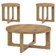  Coaster Furniture Kessler 735988-S3 3-piece Round Sculptural Wood Coffee Table Set - Light Oak IMAGE 1