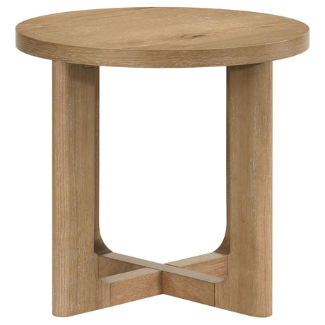  Coaster Furniture Kessler 735988-S3 3-piece Round Sculptural Wood Coffee Table Set - Light Oak IMAGE 3