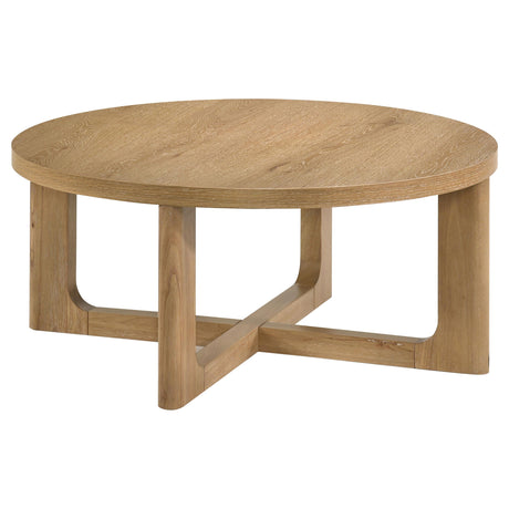  Coaster Furniture Kessler 735988-S3 3-piece Round Sculptural Wood Coffee Table Set - Light Oak IMAGE 7
