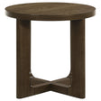  Coaster Furniture Kessler 735997 Round Sculptural Wood End Table - Brown IMAGE 1