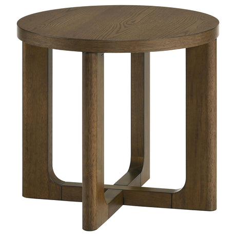  Coaster Furniture Kessler 735997 Round Sculptural Wood End Table - Brown IMAGE 3