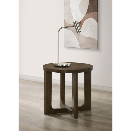  Coaster Furniture Kessler 735997 Round Sculptural Wood End Table - Brown IMAGE 6
