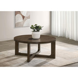 Coaster Furniture Kessler 735998 Round Sculptural Wood Coffee Table - Brown IMAGE 6